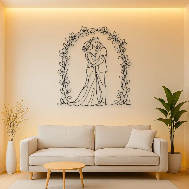 Flower Arch Pair Metal Wall Art | Romantic Couple Decor