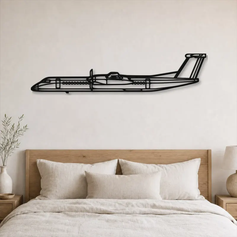 Silhouette d'avion Dash 8 Q400 en métal, Décoration murale aéronautique