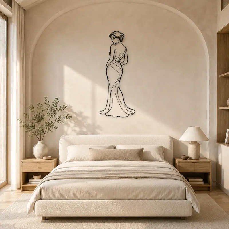 Elegant Shoulder Glance Metal Wall Art | Fashion Figure Wall Decor - lifestyle view 2