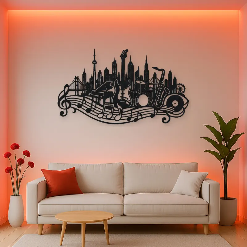 Musical City Skyline Metal Wall Art | Travel and City Wall Decor
