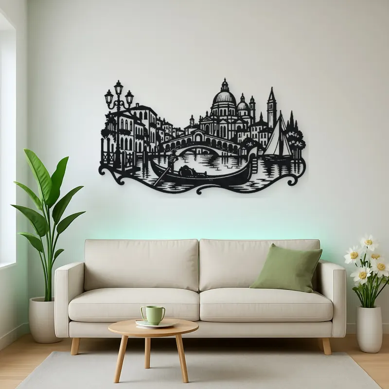 Venice Gondola Curve Metal Wall Art | Travel and City Wall Decor