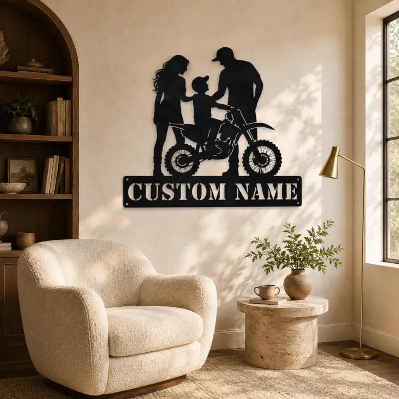 Personalized Mini Dirt Bike Family Metal Wall Art - lifestyle view 5