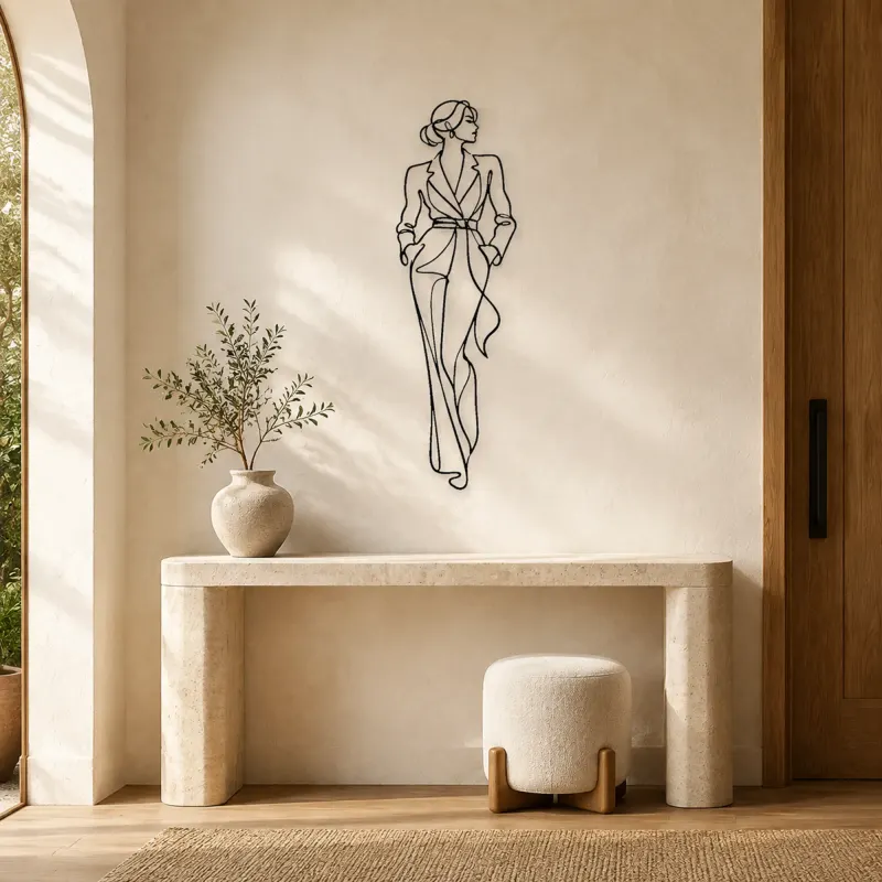 Contemporary Fashion Line Metal Wall Art | Fashion Figure Wall Decor - lifestyle view 3