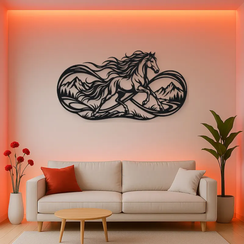 Infinite Horse Line Metal Wall Art | Equestrian Wall Decor