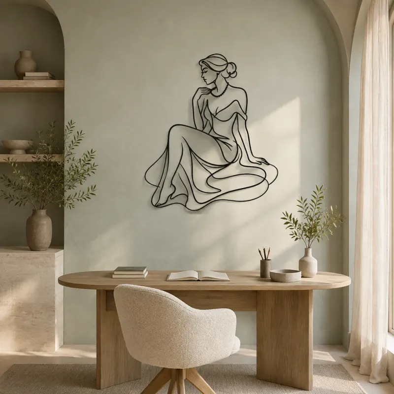 Woman with Pearl Metal Wall Art | Feminine Figure Wall Decor - lifestyle view 4