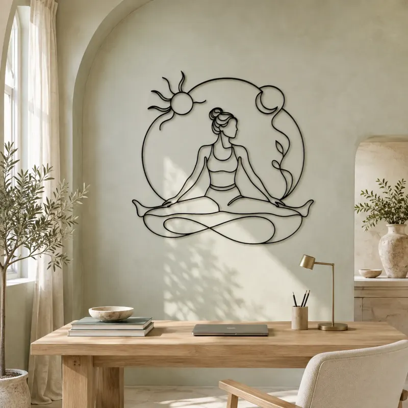 Wide Leg Fold Metal Wall Art | Yoga and Meditation Wall Decor - lifestyle view 4
