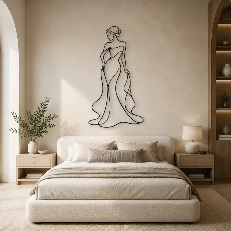 Timeless Feminine Muse Metal Wall Art | Feminine Figure Wall Decor - lifestyle view 2
