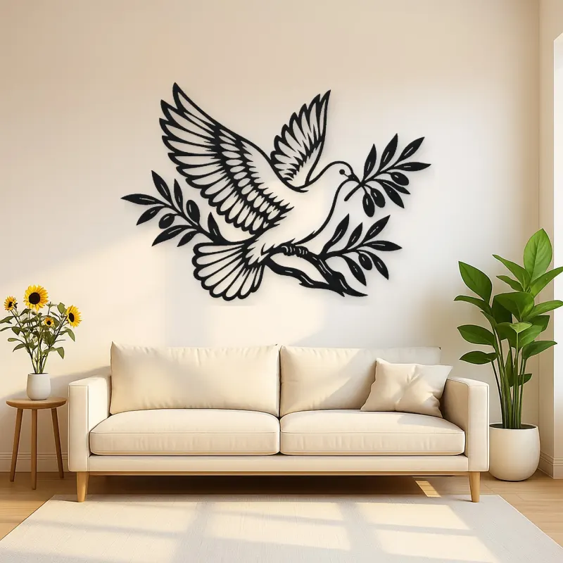 Dove Olive Branch Metal Wall Art | Wildlife Silhouette Decor