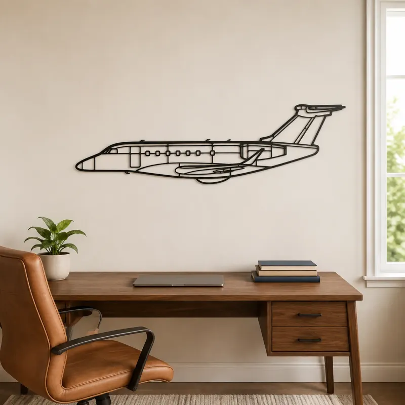 Praetor 600 Airplane Silhouette Metal Wall Art, Metal Aircraft Silhouette, Aviation Wall Decor, Aviator Decor - lifestyle view 4