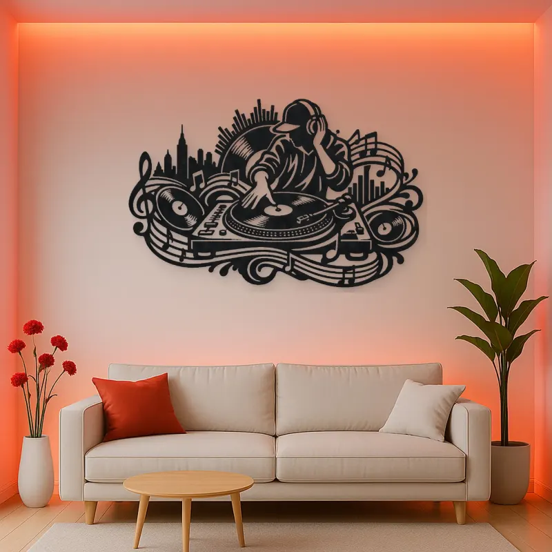 Turntable Groove Metal Wall Art | Music Room Wall Decor