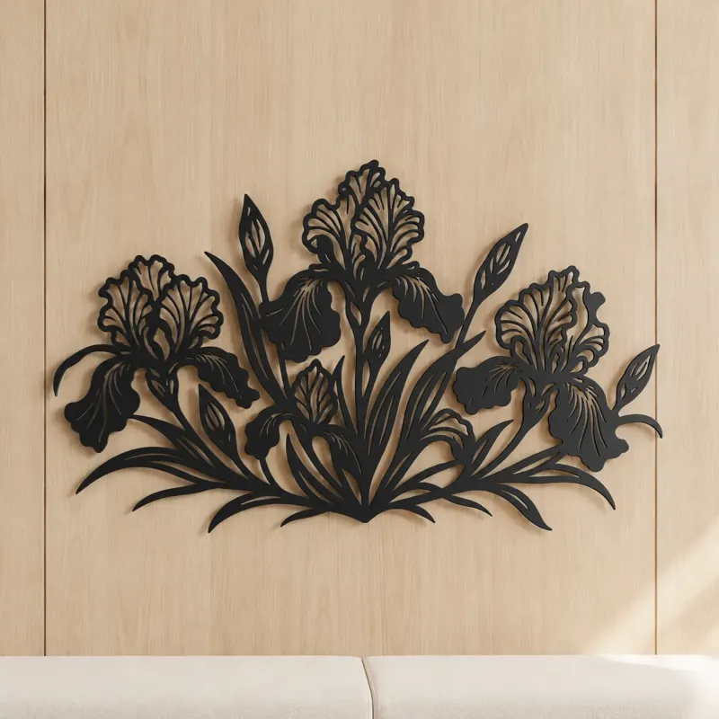 Iris Garden Metal Wall Art | Botanical Metal Wall Decor - lifestyle view 5