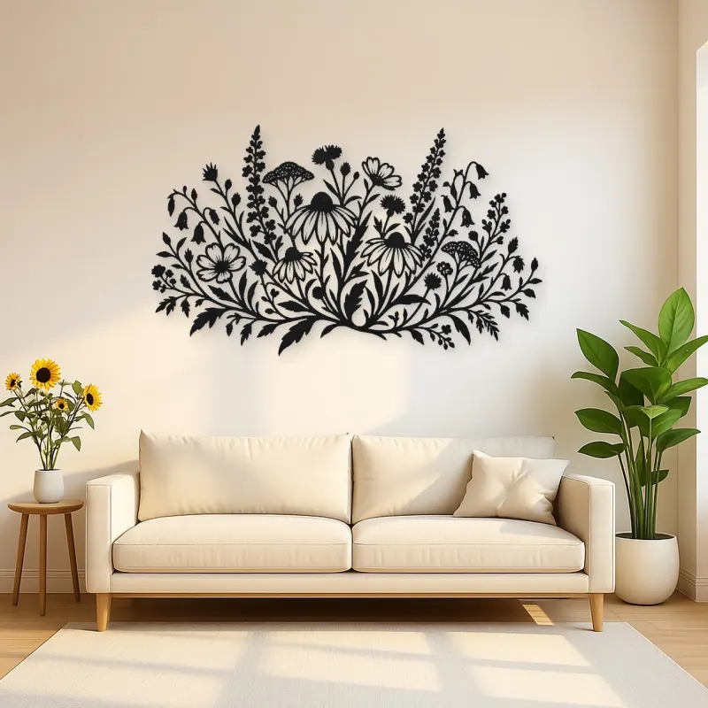 Wildflower Meadow Metal Wall Art | Botanical Metal Wall Decor