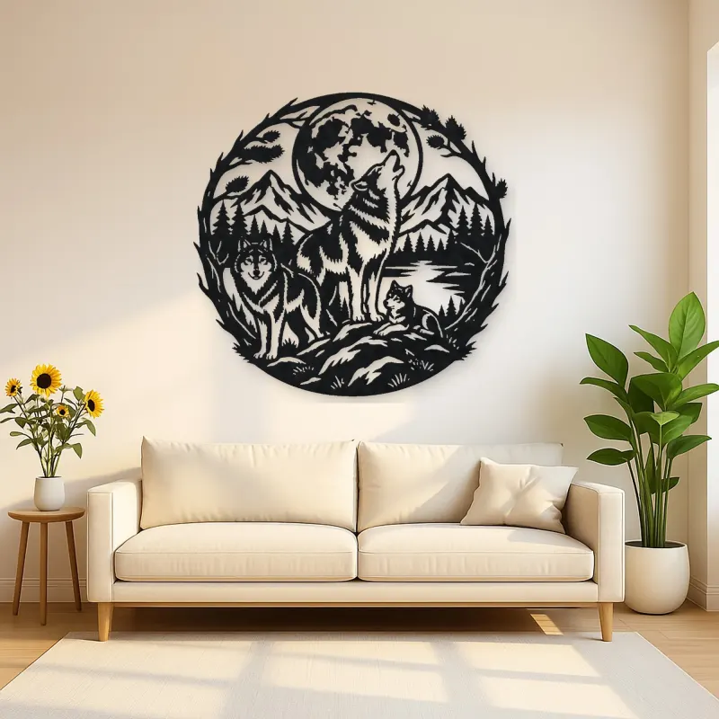 Wolf Moon Arc Metal Wall Art | Celestial Boho Wall Decor