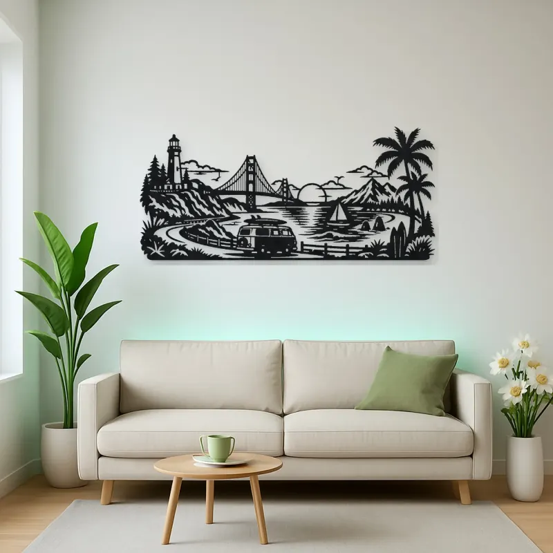 Van Life Coast Metal Wall Art | Travel and City Wall Decor