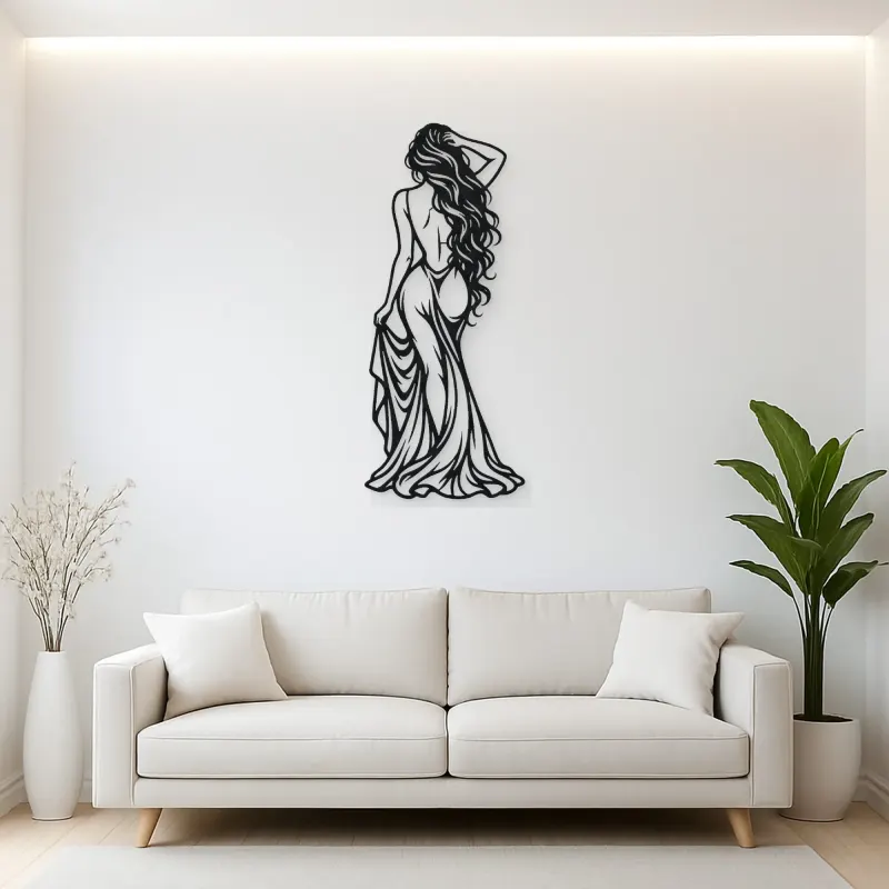 Long Hair Back Pose Metal Wall Art | Movement Silhouette Decor