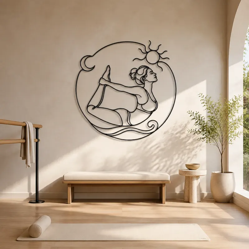 Décoration murale en métal "Pose de l'arc" | Décor mural yoga et méditation