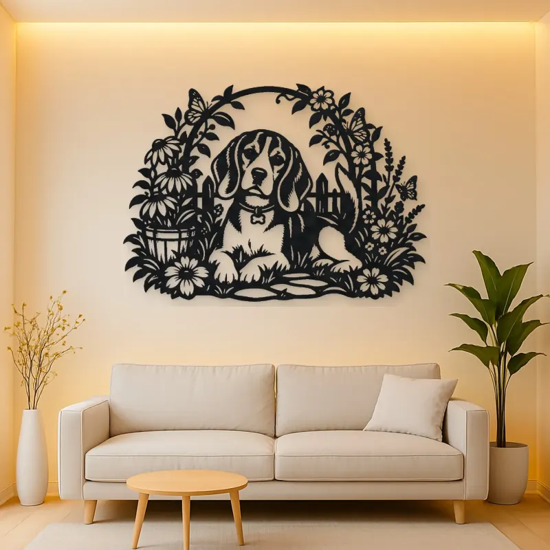 Beagle Garden Metal Wall Art | Pet Lover Silhouette Decor