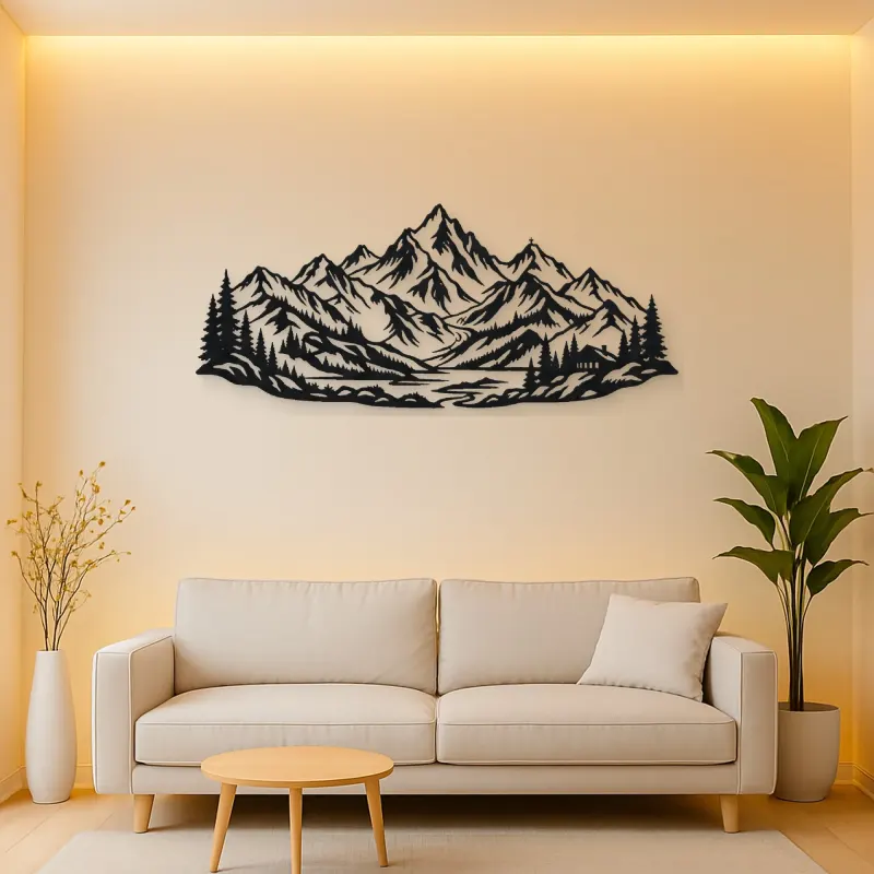 Alpine Crown Metal Wall Art | Nature Silhouette Decor