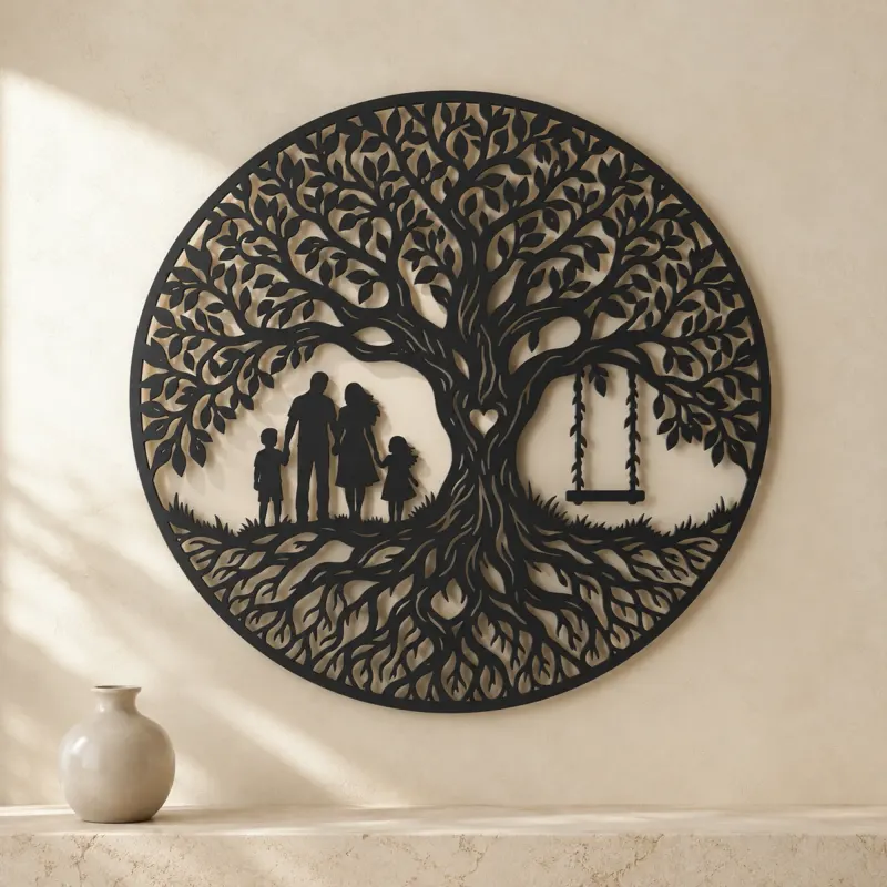 Family Roots Tree Metal Wall Art | Family Silhouette Decor - lifestyle view 3