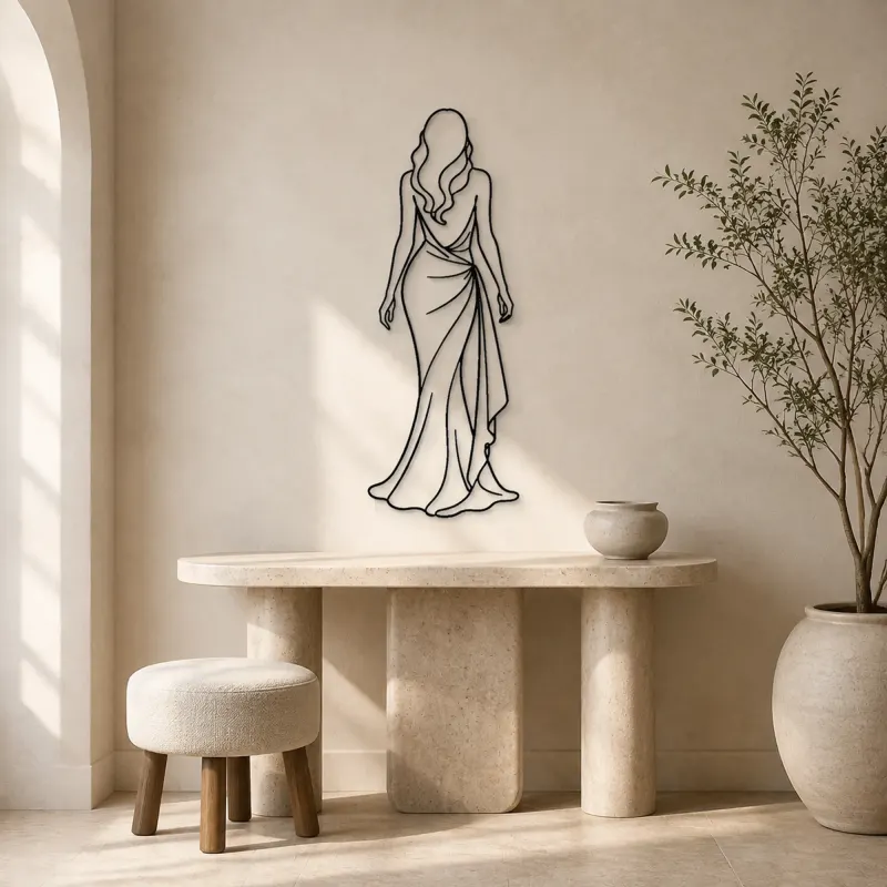 Long Hair Back View Metal Wall Art | Fashion Figure Wall Decor - lifestyle view 3