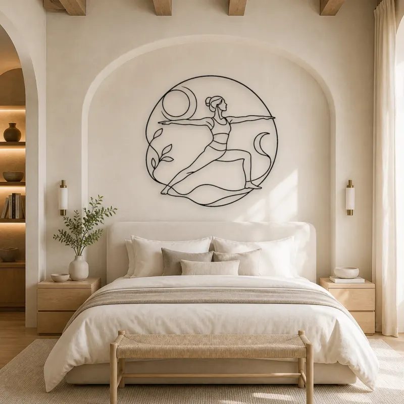 Peaceful Warrior Curve Metal Wall Art | Yoga and Meditation Wall Decor - lifestyle view 2