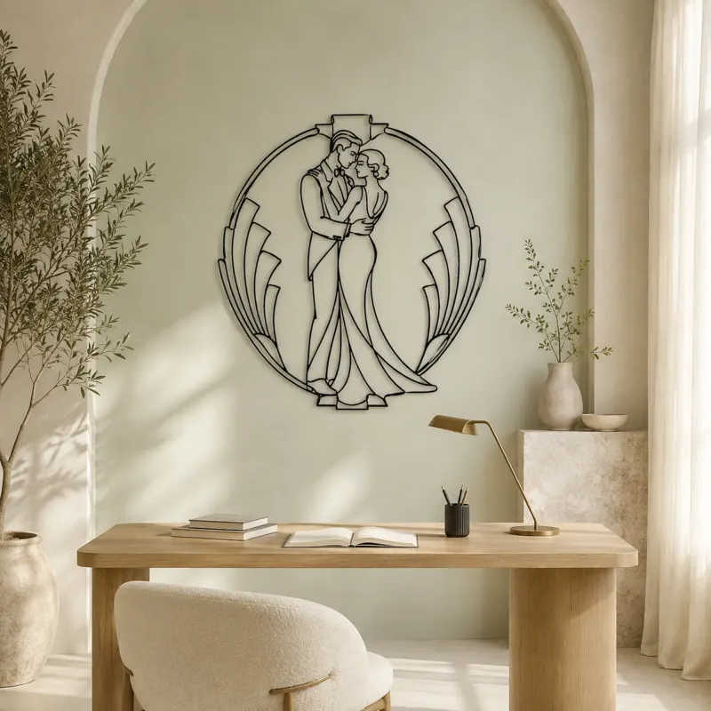 Art Deco Couple Metal Wall Art | Romantic Couple Decor - lifestyle view 4