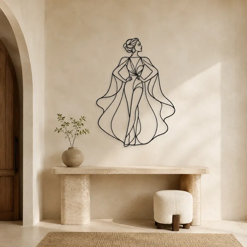 Silk Cape Model Metal Wall Art | Fashion Figure Wall Decor - lifestyle view 3