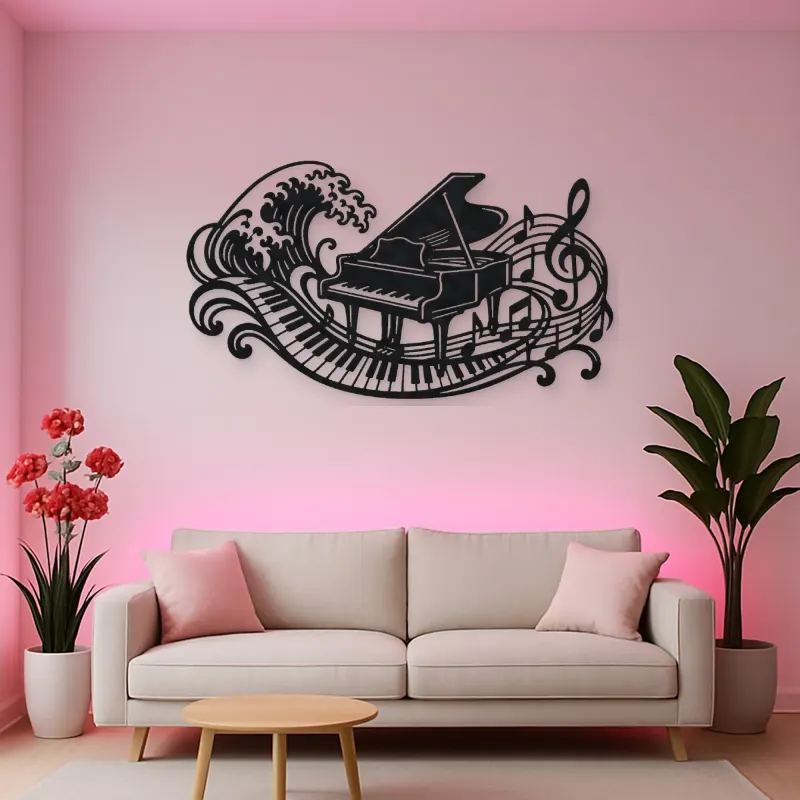 Piano Wave Keys Metal Wall Art | Music Room Wall Decor