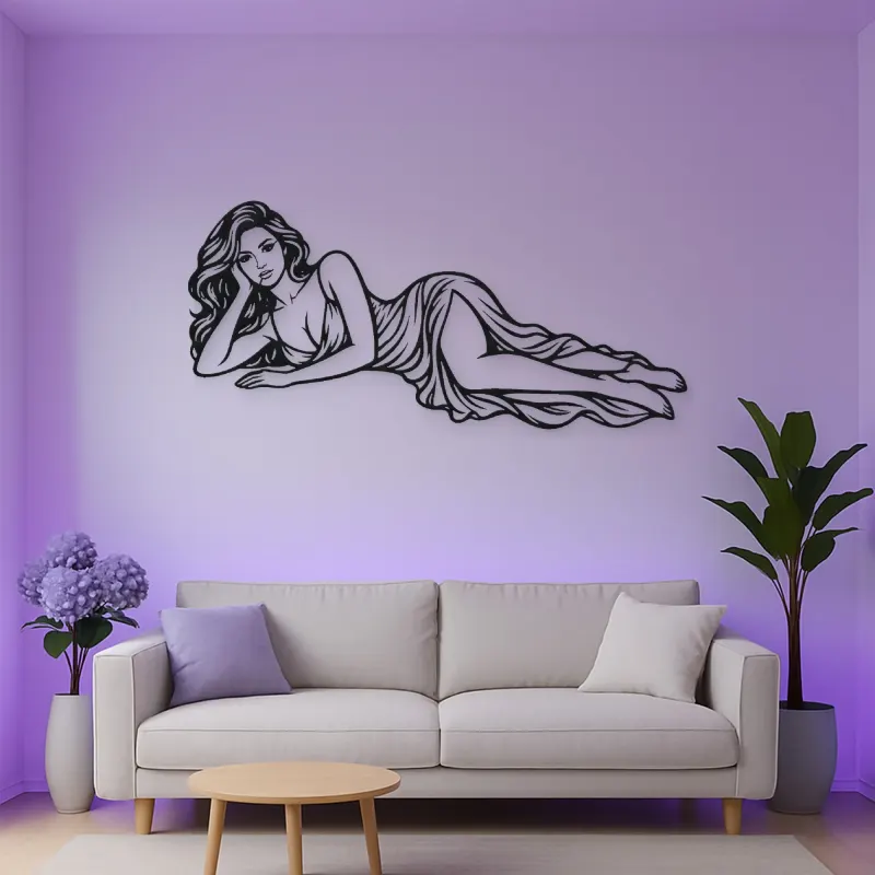 Reclining Side Line Metal Wall Art | Minimalist Woman Line Art
