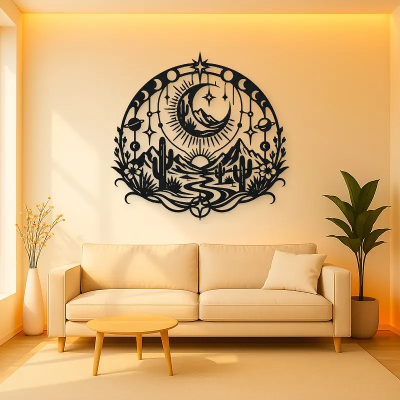 Desert Moon Arc Metal Wall Art | Nature Silhouette Decor