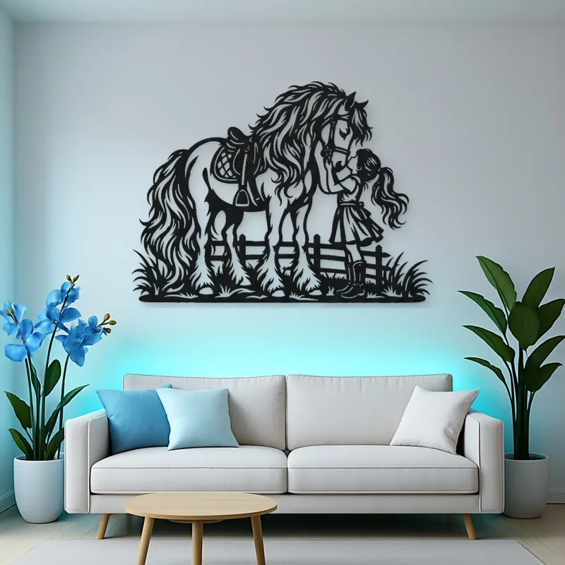 Pony and Child Metal Wall Art | Equestrian Wall Decor