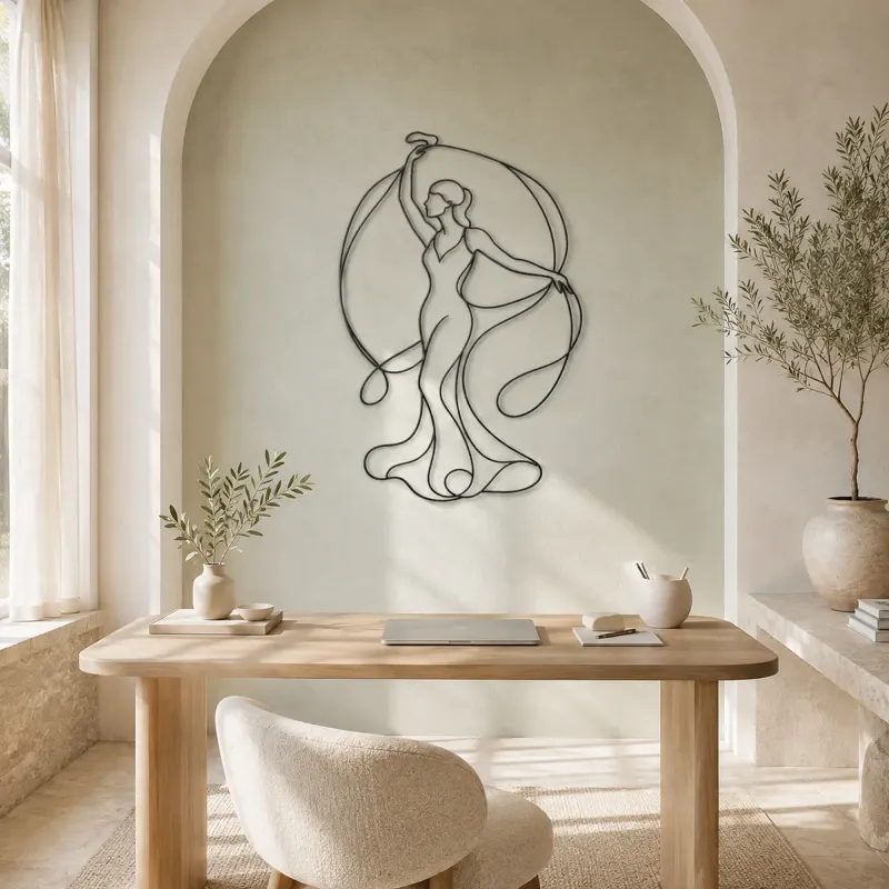 Woman with Silk Ribbon Metal Wall Art | Feminine Figure Wall Decor - lifestyle view 4