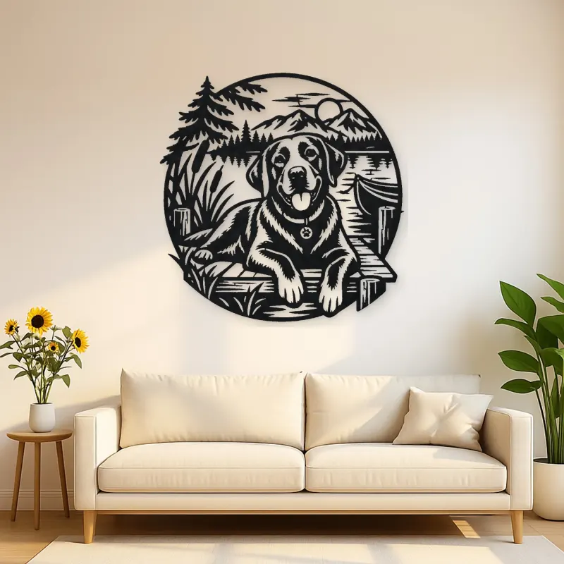 Labrador Lakeside Metal Wall Art | Pet Lover Silhouette Decor