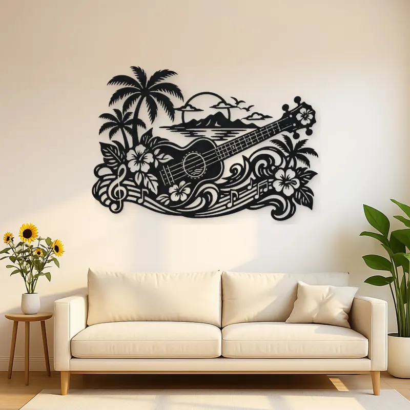 Ukulele Island Flow Metal Wall Art | Music Room Wall Decor