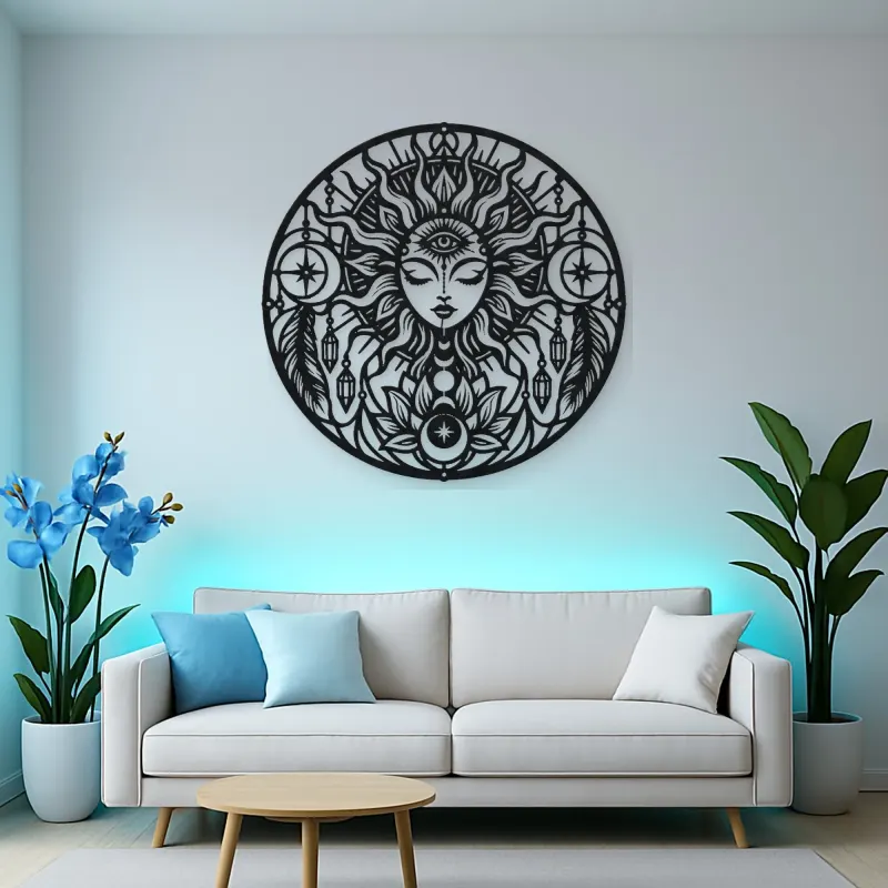 Third Eye Sun Metal Wall Art | Spiritual Boho Metal Decor