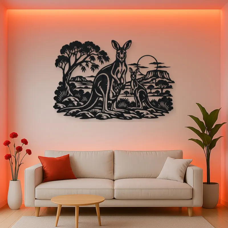 Kangaroo Outback Metal Wall Art | Wildlife Silhouette Decor