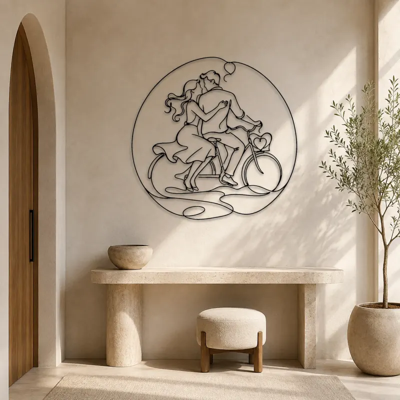 Bicycle Couple Metal Wall Art | Romantic Couple Decor - lifestyle view 3