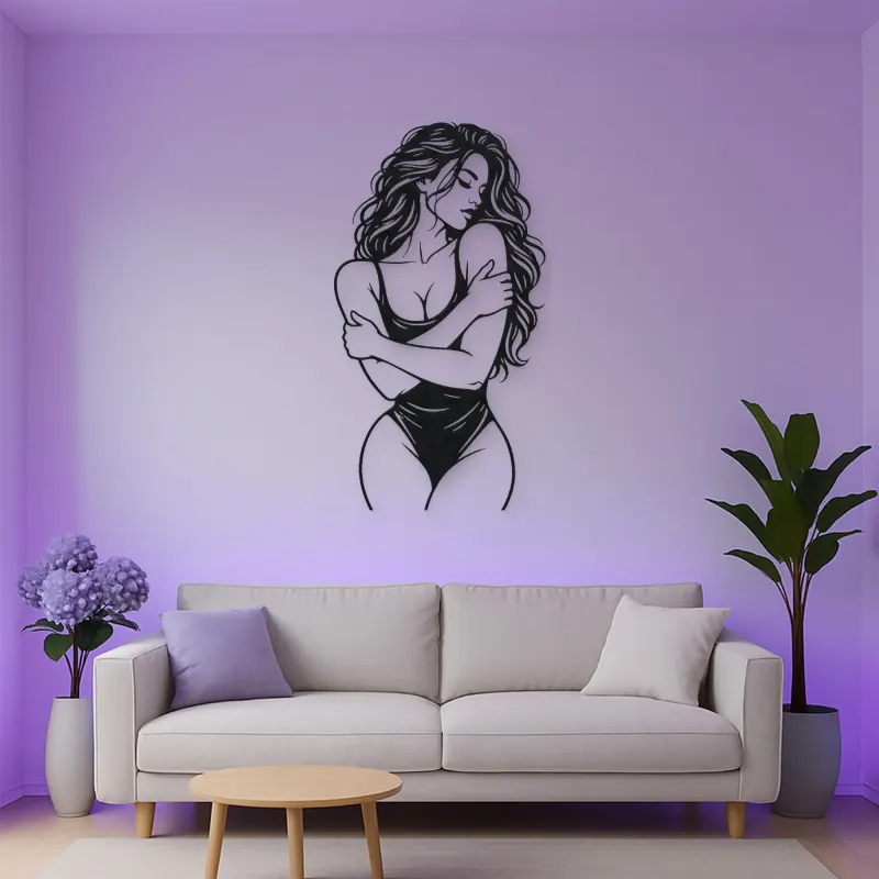 Self Embrace Torso Metal Wall Art | Minimalist Woman Line Art