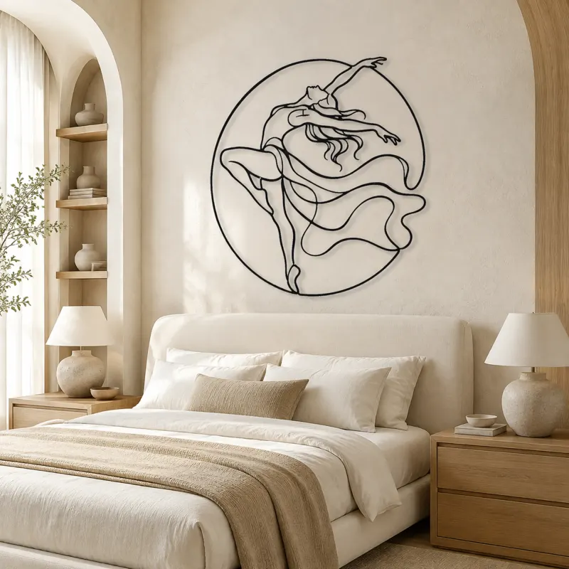 Contemporary Back Arch Metal Wall Art | Dance Silhouette Wall Decor - lifestyle view 2