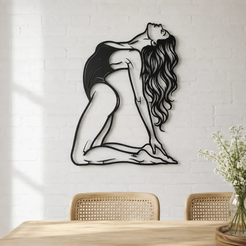 Arched Back Pose Metal Wall Art | Movement Silhouette Decor - lifestyle view 4