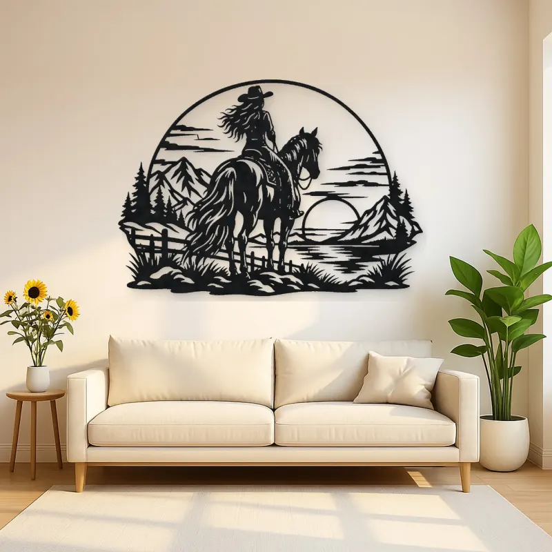 Western Rider Sunset Metal Wall Art | Equestrian Wall Decor