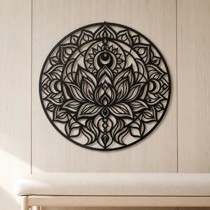 Lotus Mandala Metal Wall Art | Botanical Metal Wall Decor - lifestyle view 5