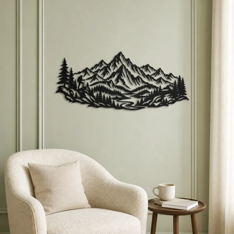 Jagged Adventure Range Metal Wall Art | Nature Silhouette Decor - lifestyle view 2