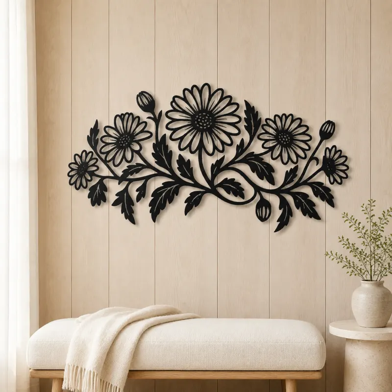 Daisy Chain Metal Wall Art | Botanical Metal Wall Decor - lifestyle view 5