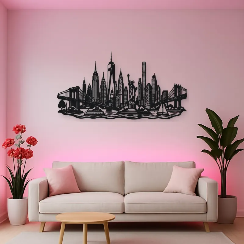 New York Skyline Flow Metal Wall Art | Travel and City Wall Decor