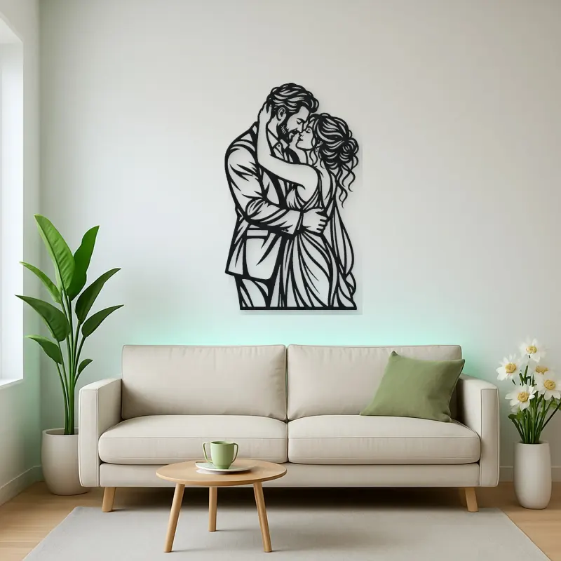 Anniversary Embrace Metal Wall Art | Romantic Couple Decor