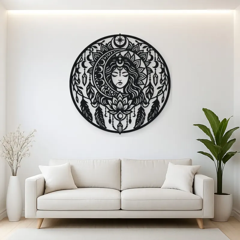Mandala Moon Metal Wall Art | Spiritual Boho Metal Decor