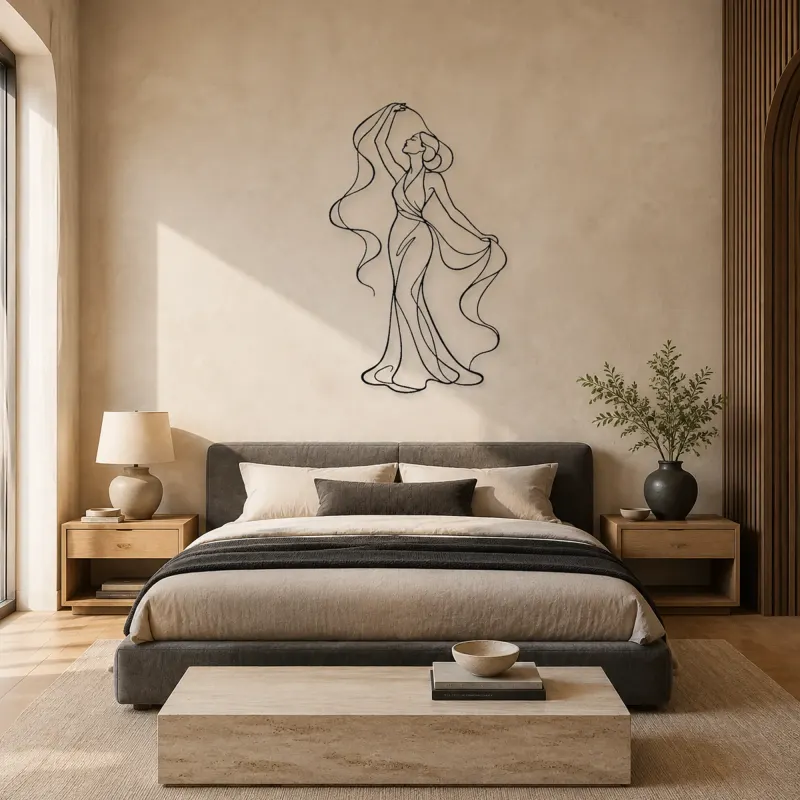 Ribbon Scarf Muse Metal Wall Art | Fashion Figure Wall Decor - lifestyle view 5