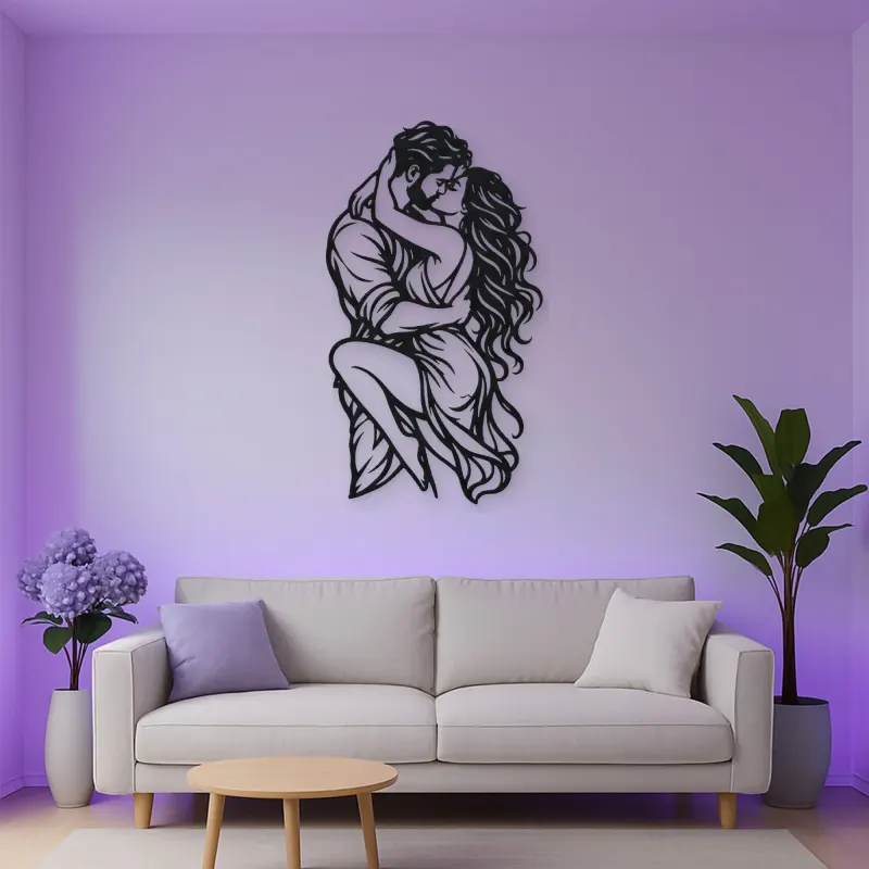 Wrapped in Arms Metal Wall Art | Romantic Couple Decor
