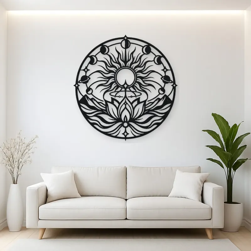 Solar Lotus Metal Wall Art | Botanical Metal Wall Decor